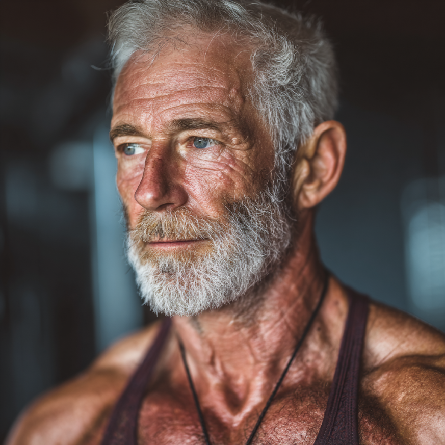 Senior cvičící s úsměvem